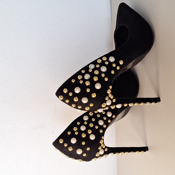 #AEU Liliana heels with white and gold studs sz 10 - Picture 3 of 12